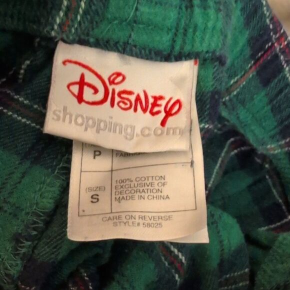 Disney green plaid flannel embroidered goofy pajama pants size small - Picture 3 of 5